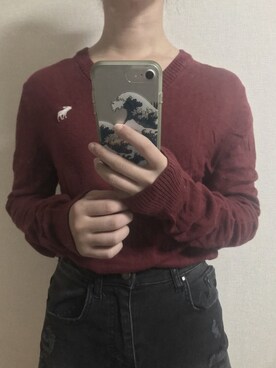 「Abercrombie&Fitch（アバークロンビーアンドフィッチ）のアイテム（ニット/セーター）」を使った、Nagisaさん（レディース・159cm）の秋コーディネート