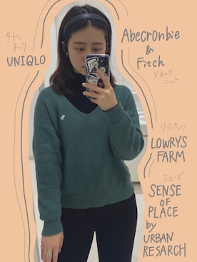「Abercrombie&Fitch（アバークロンビーアンドフィッチ）のアイテム（ニット/セーター）」を使った、Nagisaさん（レディース・159cm）の冬コーディネート