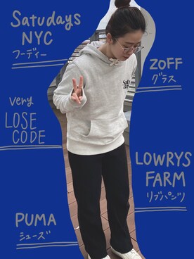 「Saturdays NYC（サタデーズ ニューヨークシティ ）のアイテム（スウェット）」を使った、Nagisaさん（レディース・159cm）の冬コーディネート