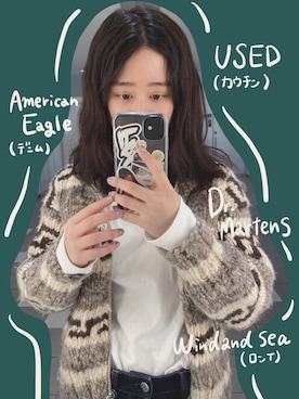 「カウチン」｜「アイテム（ジャケット/アウター）」を使った、Nagisaさん（レディース・159cm）の冬コーディネート