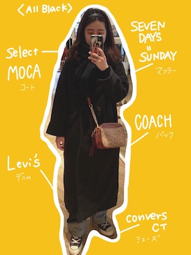 「SEVENDAYS=SUNDAY（セブンデイズサンデイ）のアイテム（マフラー）」を使った、Nagisaさん（レディース・159cm）の冬コーディネート