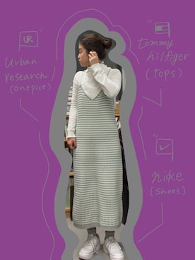 「TOMMY HILFIGER」｜「アイテム（ワンピース/ドレス）」を使った、Nagisaさん（レディース・159cm）の冬コーディネート