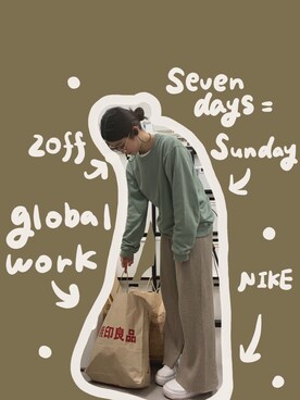 「JERZEES（ジャージーズ）のアイテム」を使った、Nagisaさん（レディース・159cm）の冬コーディネート