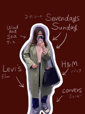「SEVENDAYS=SUNDAY（セブンデイズサンデイ）のアイテム（トレンチコート）」を使った、Nagisaさん（レディース・159cm）の冬コーディネート