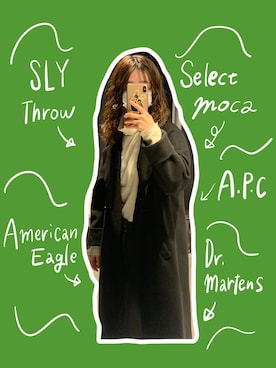 「A.P.C.」｜「アイテム（チェスターコート）」を使った、Nagisaさん（レディース・159cm）の冬コーディネート