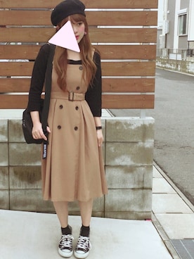 「CIAOPANIC（チャオパニック）のアイテム（ハンチング/ベレー帽）」を使った、あいちゃんさん（レディース・163cm）の秋コーディネート