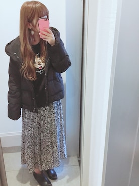 「ミッキー」｜「アイテム（ダウンジャケット/コート）」を使った、あいちゃんさん（レディース・163cm）の冬コーディネート