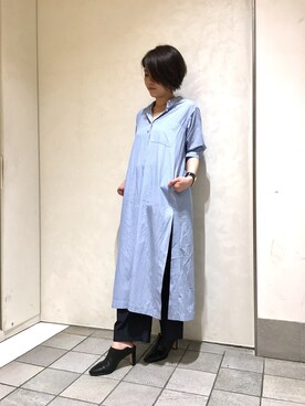 「qualite（カリテ）のアイテム（シャツワンピース）」を使った、SUZUKIさん（レディース・162cm）の夏コーディネート