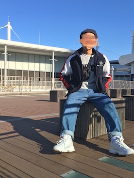 「SERGIO TACCHINI（セルジオタッキーニ）のアイテム（ナイロンジャケット）」を使った、Tetsuyaさん（メンズ・163cm）の春コーディネート