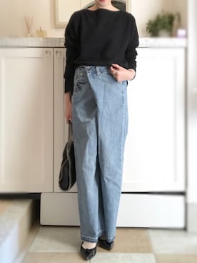 「リメイクデニム」｜「アイテム（ショルダーバッグ）」を使った、miiimさん（レディース・159cm）の冬コーディネート