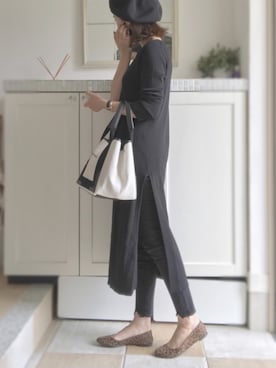 「UR SELECT（ユーアールセレクト）のビッグベレー帽（ハンチング/ベレー帽）」を使った、miiimさん（レディース・159cm）の秋コーディネート