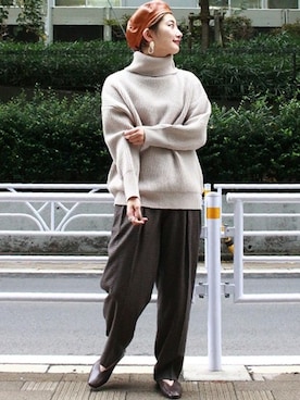 Fujiwara Shokoさん（レディース・162cm）の冬コーディネート