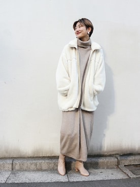 Fujiwara Shokoさん（レディース・162cm）の冬コーディネート