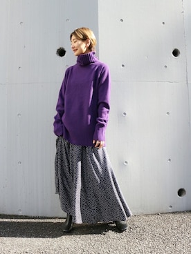 Fujiwara Shokoさん（レディース・162cm）の冬コーディネート