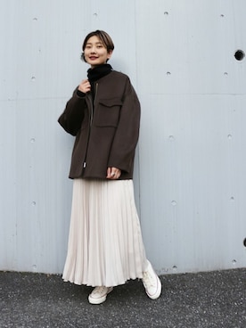 「JOURNAL STANDARD（ジャーナルスタンダード）のアイテム（ブルゾン）」を使った、Fujiwara Shokoさん（レディース・162cm）の冬コーディネート