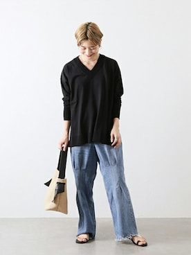 Fujiwara Shokoさん（レディース・162cm）の冬コーディネート