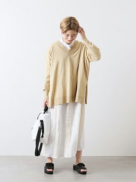 Fujiwara Shokoさん（レディース・162cm）の冬コーディネート