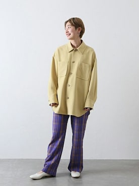 「カラーシャツ」｜Fujiwara Shokoさん（レディース・162cm）の冬コーディネート