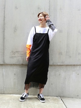 「PRE_（プレ）のアイテム」を使った、Fujiwara Shokoさん（レディース・162cm）の春コーディネート