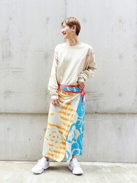 「PRE_（プレ）のアイテム」を使った、Fujiwara Shokoさん（レディース・162cm）の春コーディネート