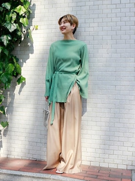 「JOURNAL STANDARD（ジャーナルスタンダード）のアイテム（バッグ）」を使った、Fujiwara Shokoさん（レディース・162cm）の春コーディネート