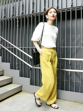 「PIENI（ピエニ）のアイテム」を使った、Fujiwara Shokoさん（レディース・162cm）の夏コーディネート