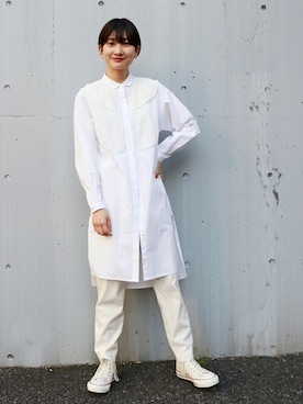 「SEEALL（シーオール）のアイテム（シャツ/ブラウス）」を使った、Fujiwara Shokoさん（レディース・162cm）の春コーディネート