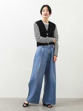 「JOURNAL STANDARD（ジャーナルスタンダード）のアイテム（ベスト）」を使った、Fujiwara Shokoさん（レディース・162cm）の冬コーディネート