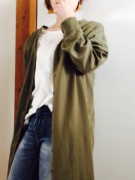 「アイテム（ピアス（片耳用）、イエロー系）」を使った、pocoさん（レディース・157cm）の春コーディネート
