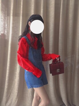 「NICE CLAUP（ナイスクラップ）のアイテム（オールインワン・サロペット）」を使った、芜嗉さん（レディース・159cm）の夏コーディネート