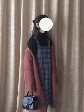 「New look（ニュールック）のアイテム（オールインワン・サロペット）」を使った、芜嗉さん（レディース・159cm）の秋コーディネート