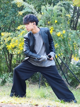 「RAGEBLUE（レイジブルー）のアイテム（ライダースジャケット）」を使った、takuya816さん（メンズ・170cm）の冬コーディネート