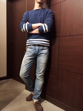「ドラフトリーバイス」｜「アイテム（モカシン/デッキシューズ）」を使った、taikingさん（メンズ・173cm）の冬コーディネート