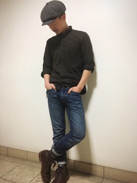 「アイテム（キャスケット）」を使った、taikingさん（メンズ・173cm）の冬コーディネート