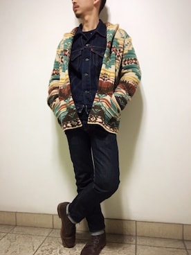 「ドラフトリーバイス」｜「アイテム（デニムジャケット）」を使った、taikingさん（メンズ・173cm）の冬コーディネート