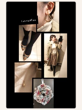 「BURBERRY（バーバリー）のアイテム（トレンチコート、ベージュ系）」を使った、ととらむねさん（レディース）の冬コーディネート