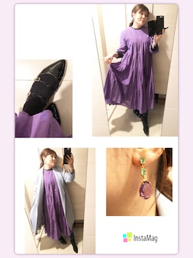 「ROSE BUD（ローズバッド）のカラーティアードワンピース（ワンピース、パープル系）」を使った、ととらむねさん（レディース）の春コーディネート
