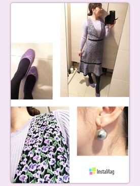 「Banana Republic（バナナリパブリック）のアイテム（ワンピース、パープル系）」を使った、ととらむねさん（レディース）の春コーディネート