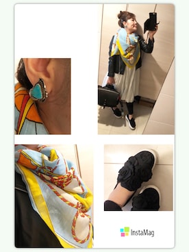 「NANO universe（ナノユニバース）のアイテム（ライダースジャケット）」を使った、ととらむねさん（レディース・162cm）の春コーディネート