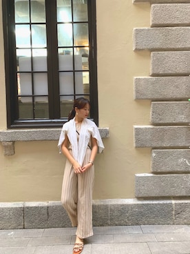 「アイテム（つなぎ/オールインワン、ベージュ系）」を使った、TSZINGさん（レディース・163cm）の春コーディネート