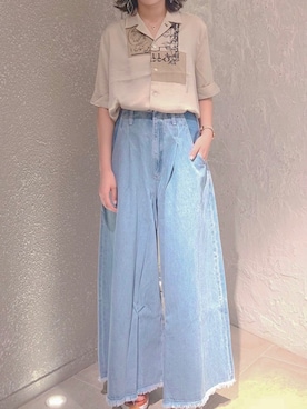 「initial（イニシャル）のアイテム（デニムパンツ）」を使った、TSZINGさん（レディース・163cm）の春コーディネート