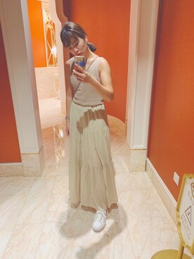 「AANGSHOP@IGの小機心的背心 ❤️（ニット/セーター、ベージュ系）」を使った、TSZINGさん（レディース）の夏コーディネート