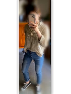 「ベージュシャツ」｜「アイテム（シューズ）」を使った、panchaaanさん（レディース・158cm）の春コーディネート