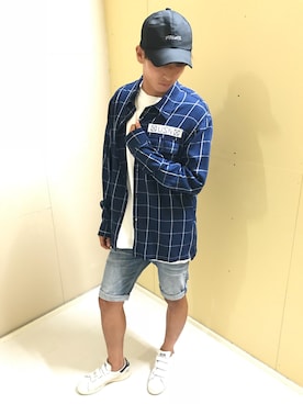 「TYPE BLUE（タイプブルー）のアイテム（トップス）」を使った、yutaさん（メンズ・174cm）の夏コーディネート