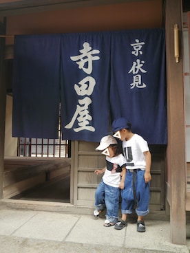 「太秦映画村」｜*𝐧𝐚𝐫𝐲𝐮* さん（キッズ・100cm）の夏コーディネート