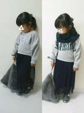 「NANO universe（ナノユニバース）のアイテム（スニーカー）」を使った、*𝐧𝐚𝐫𝐲𝐮* さん（キッズ・90cm）の秋コーディネート