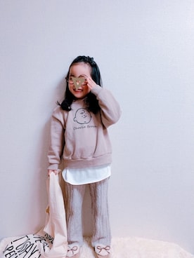 「アイテム（モカシン/デッキシューズ）」を使った、*𝐧𝐚𝐫𝐲𝐮* さん（キッズ・110cm）の冬コーディネート