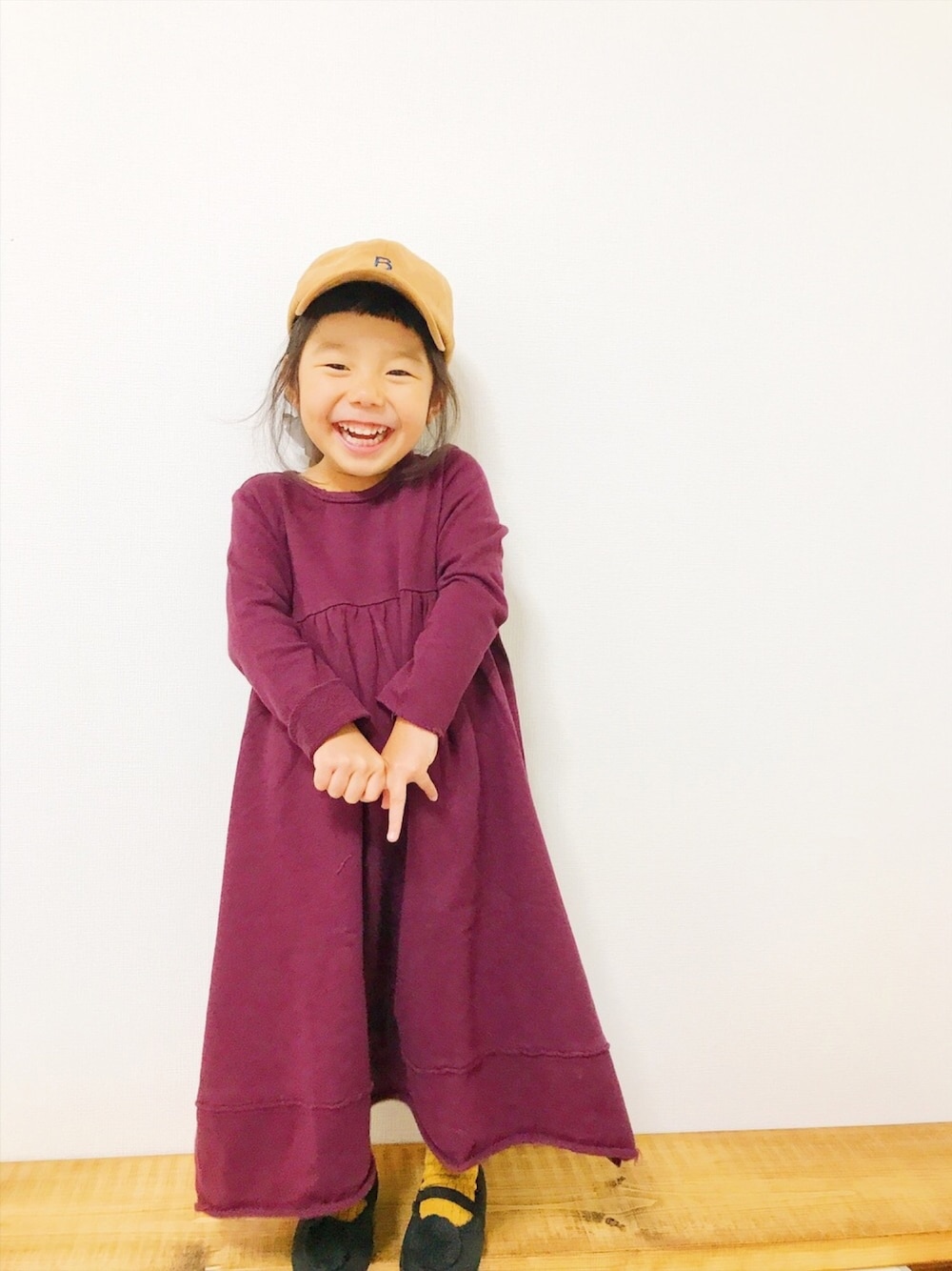 「あずきいろまつり2017、キッズファッション、女の子、秋のコーデ、３歳女の子」｜「西松屋のアイテム（キャップ、ベージュ系）」を使った、hiii-naさん（キッズ・90cm）の秋コーディネートの1枚目の写真