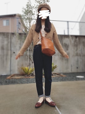 「70's」｜「アイテム（ハンチング/ベレー帽）」を使った、237さん（レディース・160cm）の春コーディネート