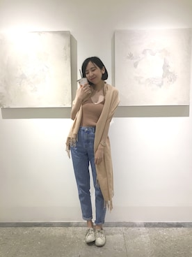 「アイテム（キャミソール、ベージュ系）」を使った、Millieさん（レディース・156cm）の春コーディネート